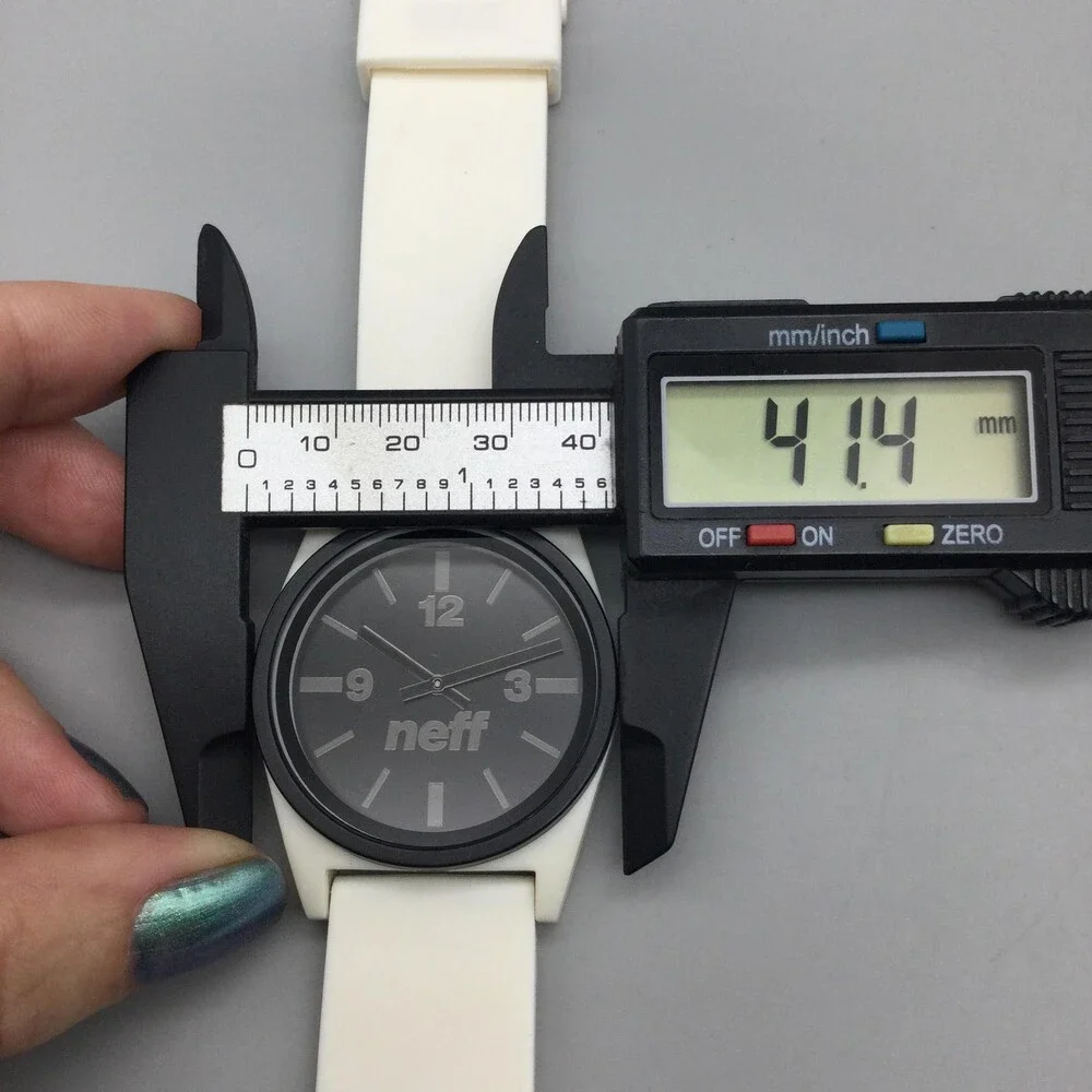 Neff Daily Mens Watch 41mm Black Dial White Silicone Strap New Battery